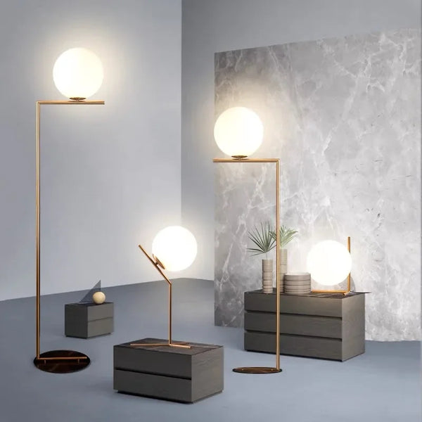 Modern Simple Glass Ball Table Lamps Nordic Living Room floor lamps Bedroom Bedside Decor Desk LED Chandelier Lighting Fixture